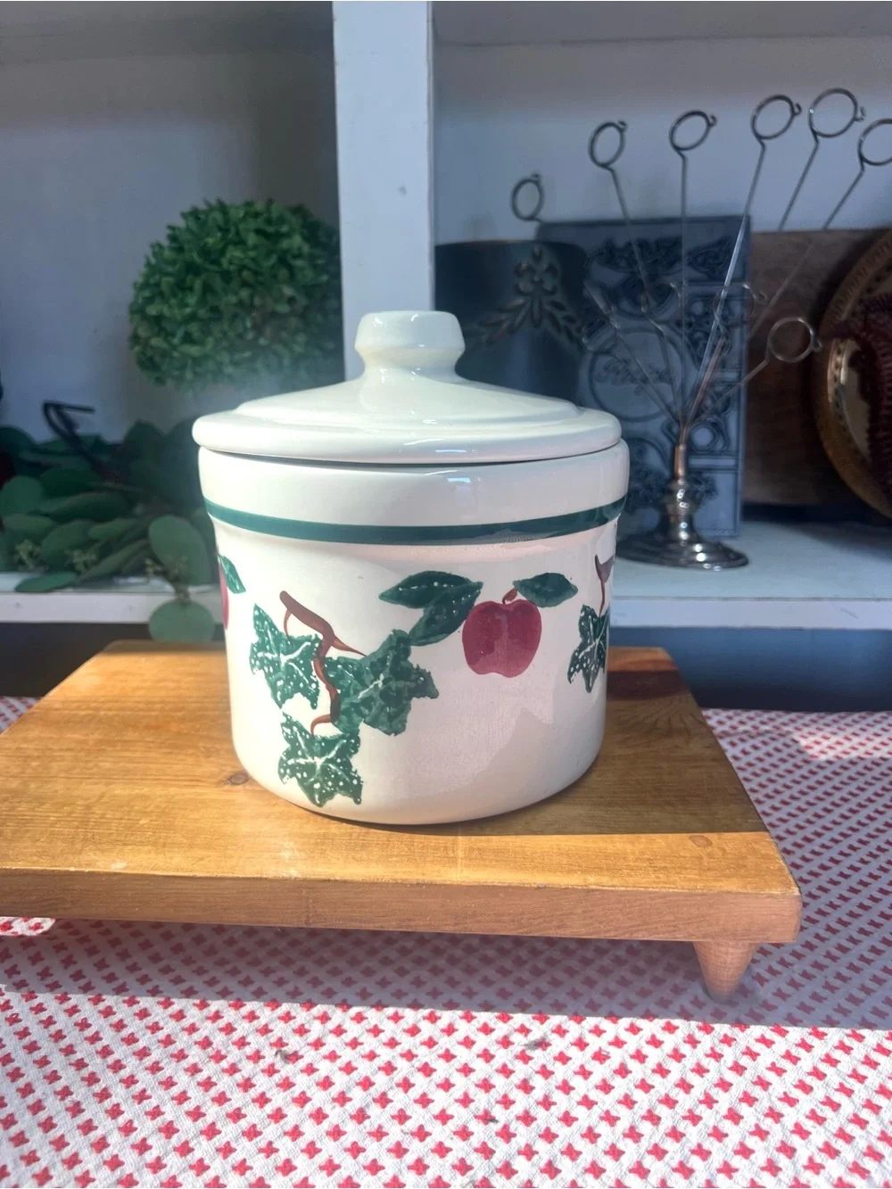Apple canister crock shop Santa Ana ca storage decor grandma core